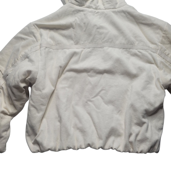 Urban Outfitters Casey Corduroy Zip Hooded Puffer Jacket White Ivory Large - Picture 3 of 13